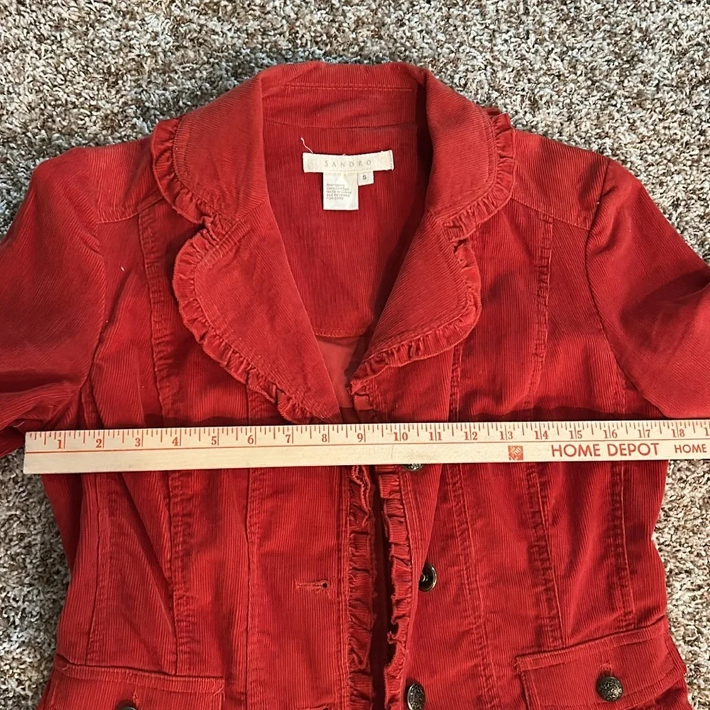 Sandro Red Ruffled Jacket - Picture 7 of 7